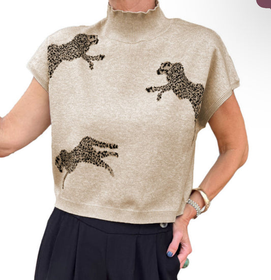 Leopard Short Sleeve Sweater